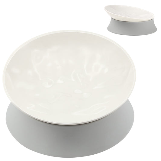 Elevated Cat Bowls, Raised Food Dishes with Silicone Base and Adjustable Shallow Plates for Indoor Cats