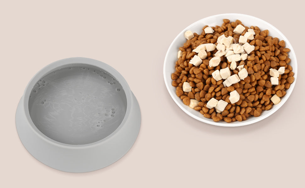 Elevated Cat Bowls, Raised Food Dishes with Silicone Base and Adjustable Shallow Plates for Indoor Cats