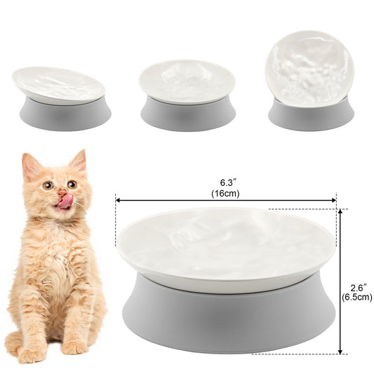 Elevated Cat Bowls, Raised Food Dishes with Silicone Base and Adjustable Shallow Plates for Indoor Cats