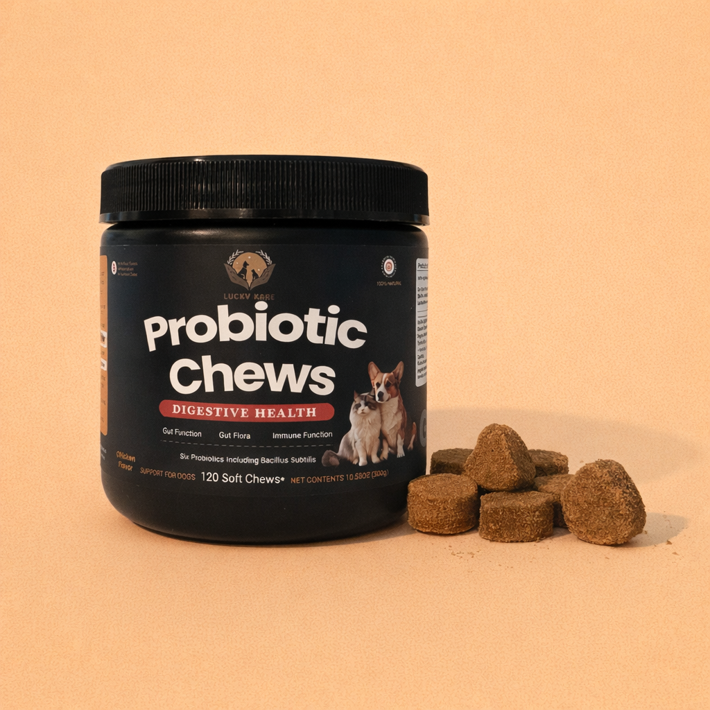 Lucky Kare Probiotic Chews for Dogs & Cats – Digestive Health & Immune Support – 120 Soft Chews