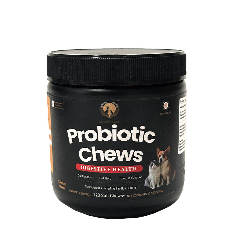 Lucky Kare Probiotic Chews for Dogs & Cats – Digestive Health & Immune Support – 120 Soft Chews