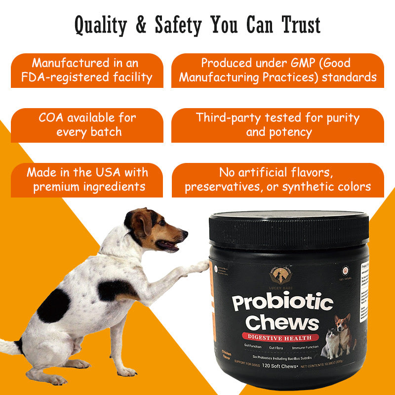 Lucky Kare Probiotic Chews for Dogs & Cats – Digestive Health & Immune Support – 120 Soft Chews